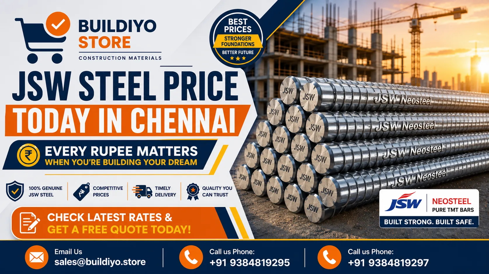 JSW Steel Price Today in Chennai — Every Rupee Matters When You're Building Your Dream