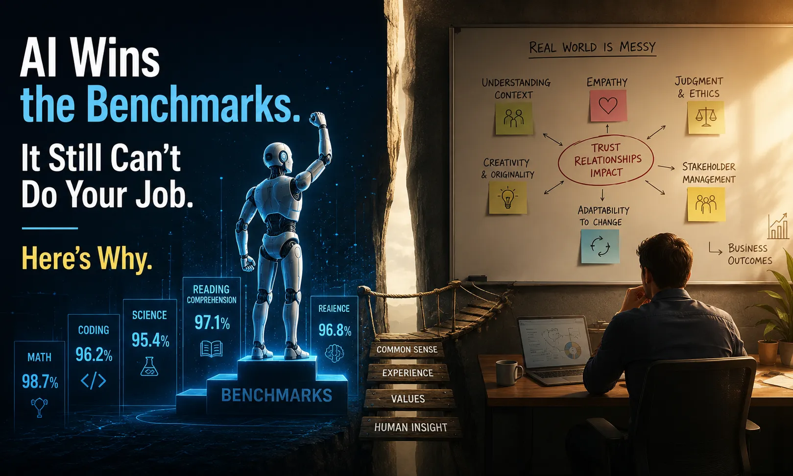 AI Wins the Benchmarks. It Still Can't Do Your Job. Here's Why.