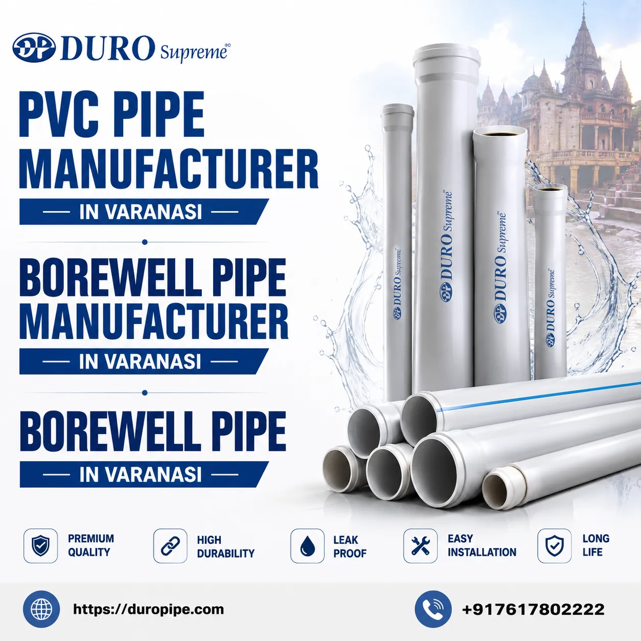 PVC Pipe Manufacturer in Varanasi – Best Borewell Pipe Manufacturer in Varanasi for Quality Water Solutions