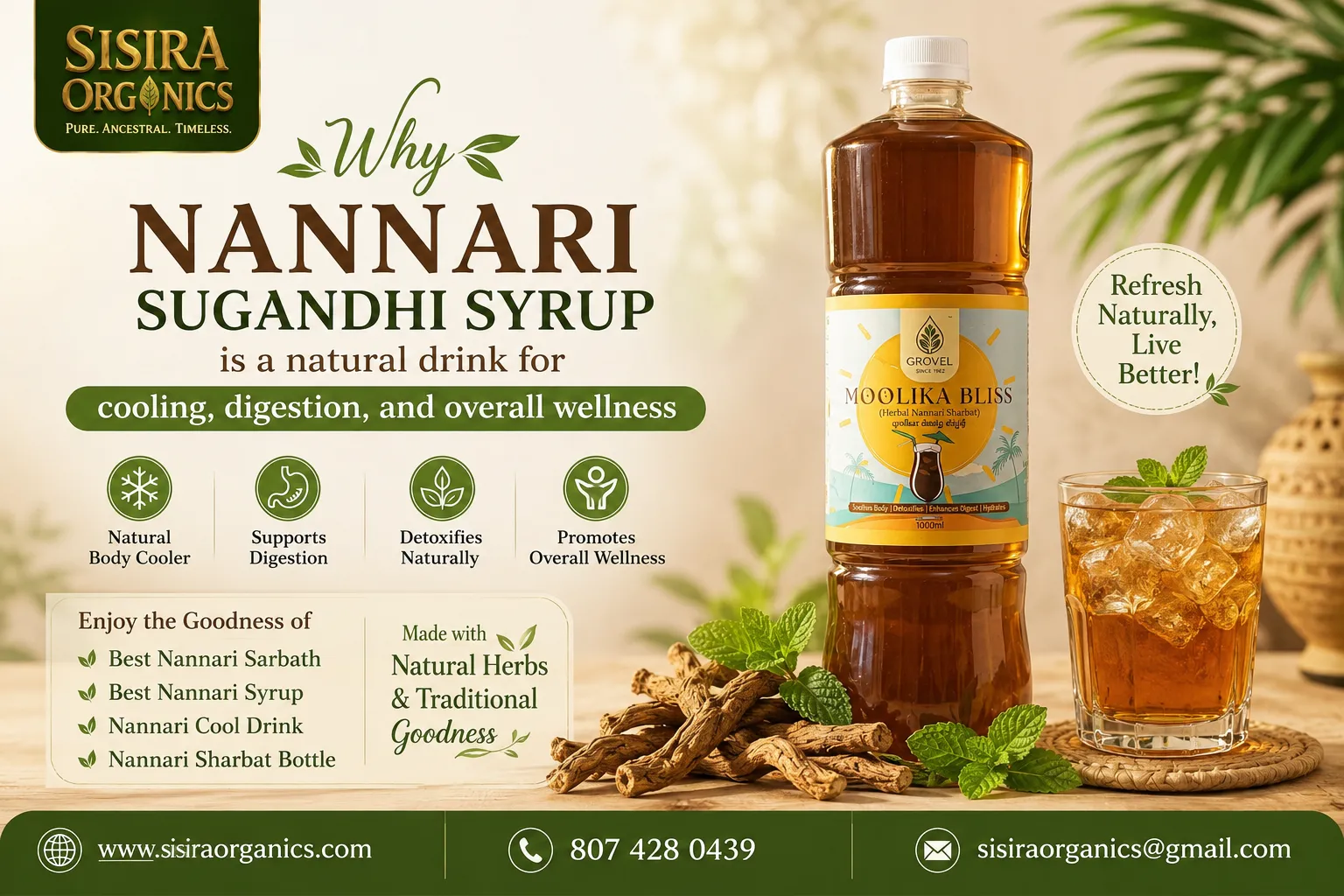 Why Nannari Sugandhi Syrup is a Natural Drink for Cooling, Digestion, and Overall Wellness