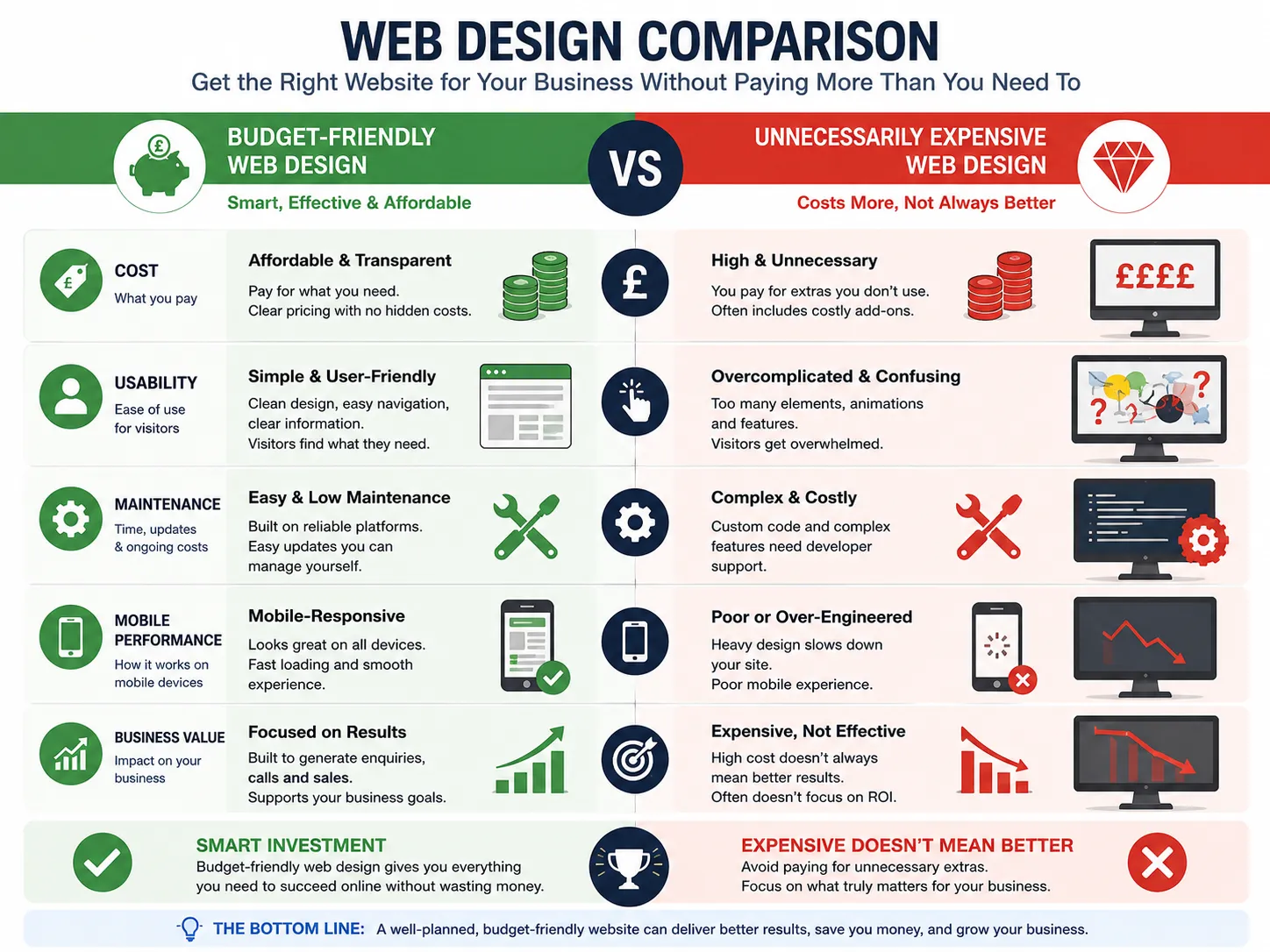 Affordable website design compared with expensive website development options