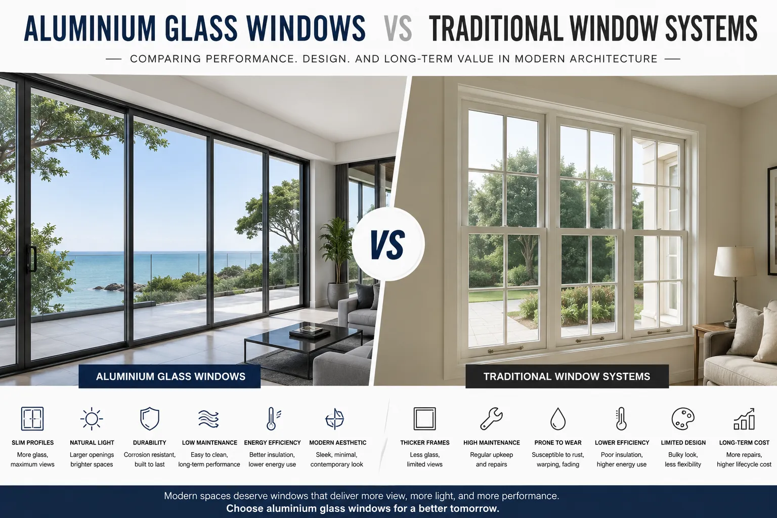 Aluminium Glass Windows vs Traditional Window Systems in Modern Architecture