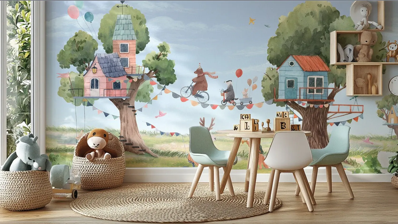 Creative Kids Room Wallpaper Ideas: Map, Cartoon, Dinosaur, Fantasy & Hot Air Balloon Designs for Inspiring Spaces