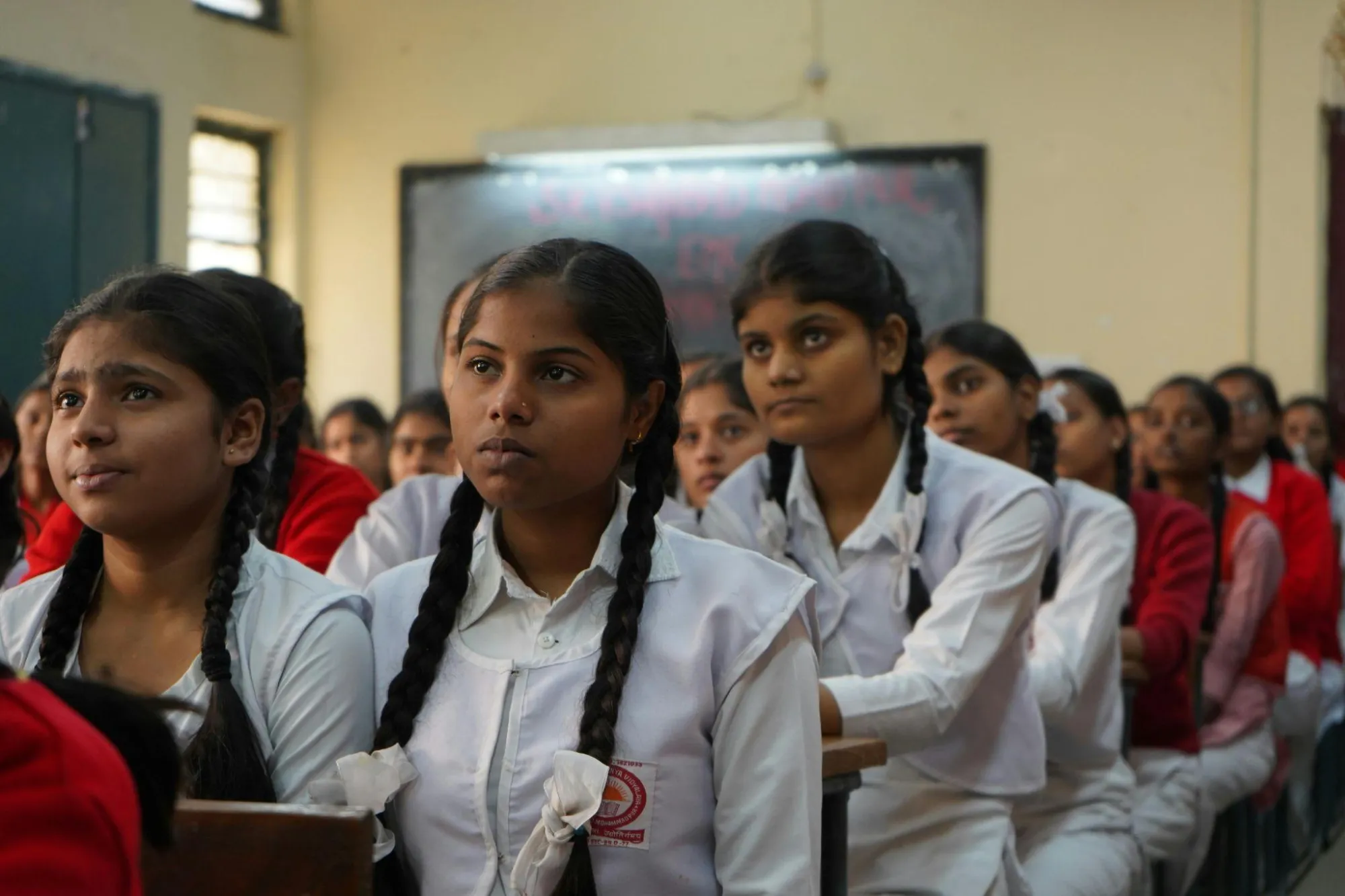 school girls attending a session on menstrual health