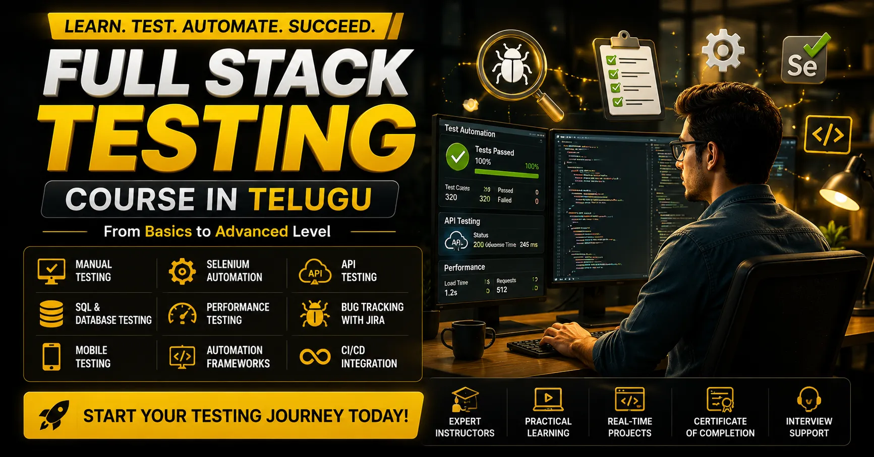 Build Strong Automation Testing Skills Professionally: Full Stack Testing Course in Telugu