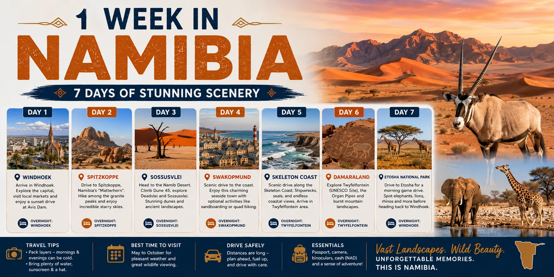 1 Week in Namibia Itinerary: 7 Days of Stunning Scenery and Adventure