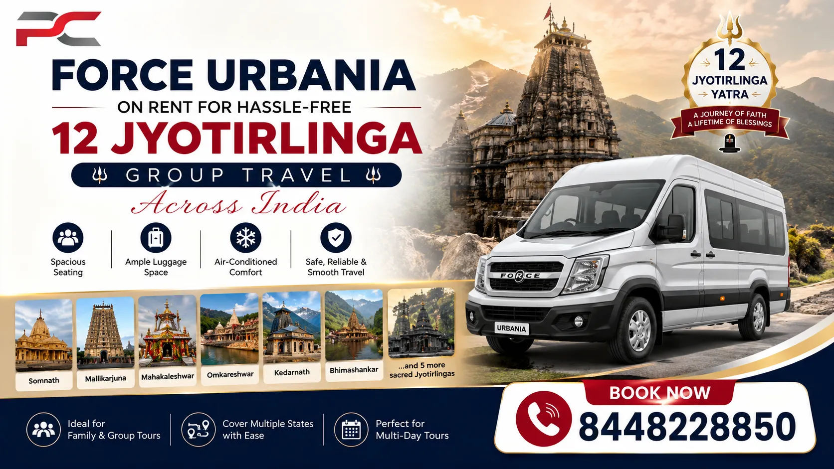 Force Urbania on Rent for Comfortable Family and Group 12 Jyotirlinga Yatra