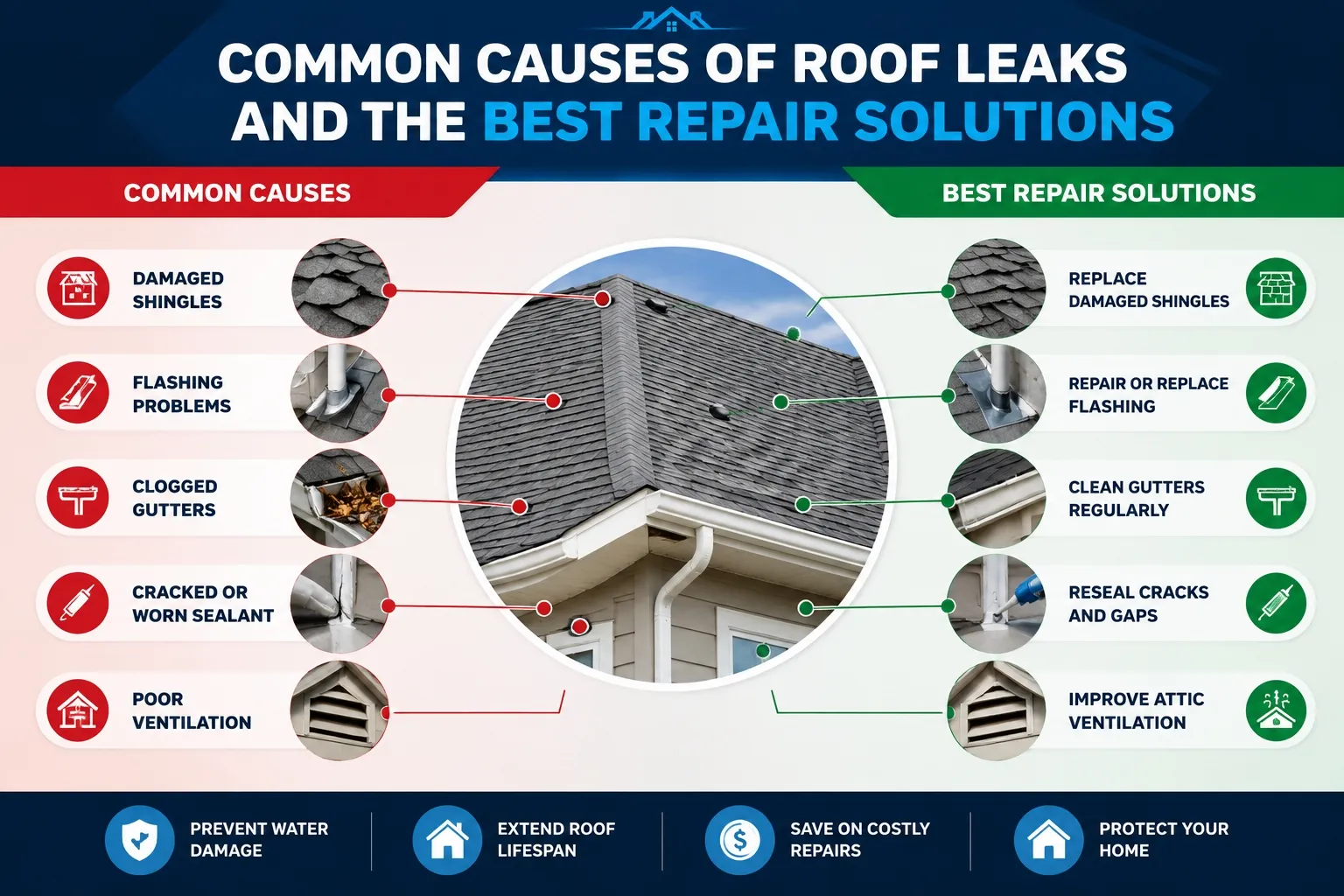 Common Causes of Roof Leaks and the Best Repair Solutions