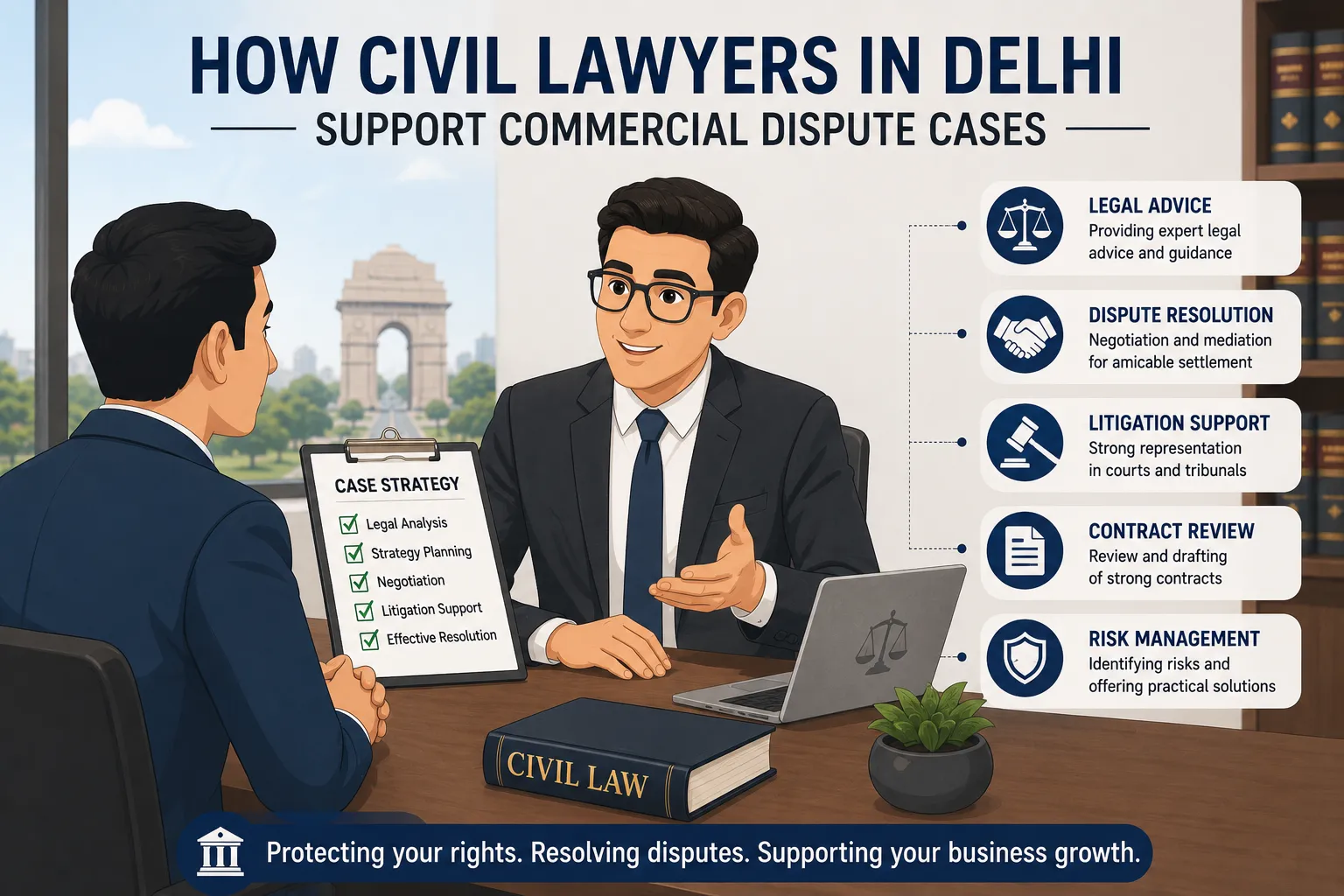 How Civil Lawyers in Delhi Support Commercial Dispute Cases