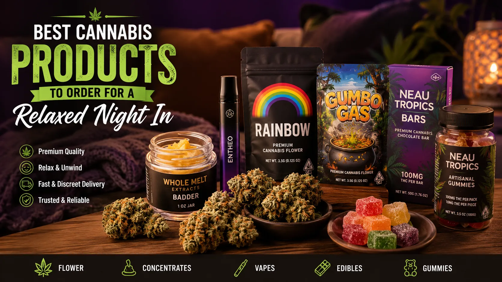 Best Cannabis Products to Order for a Relaxed Night In