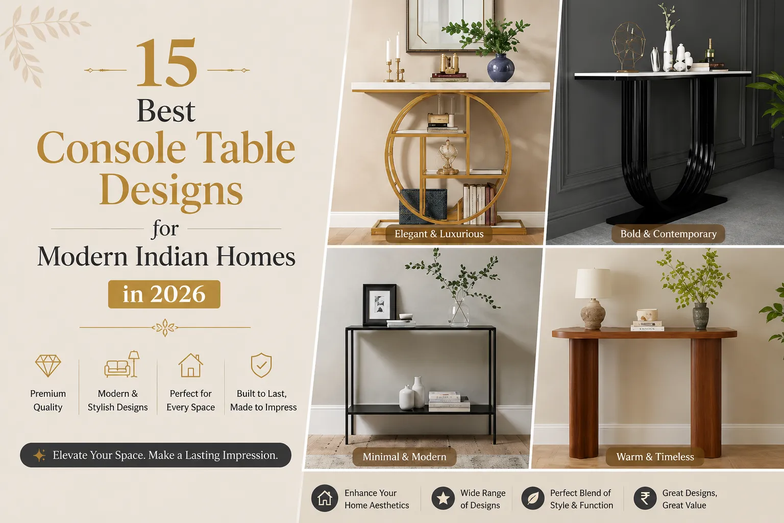 15 Best Console Table Designs for Modern Indian Homes in 2026