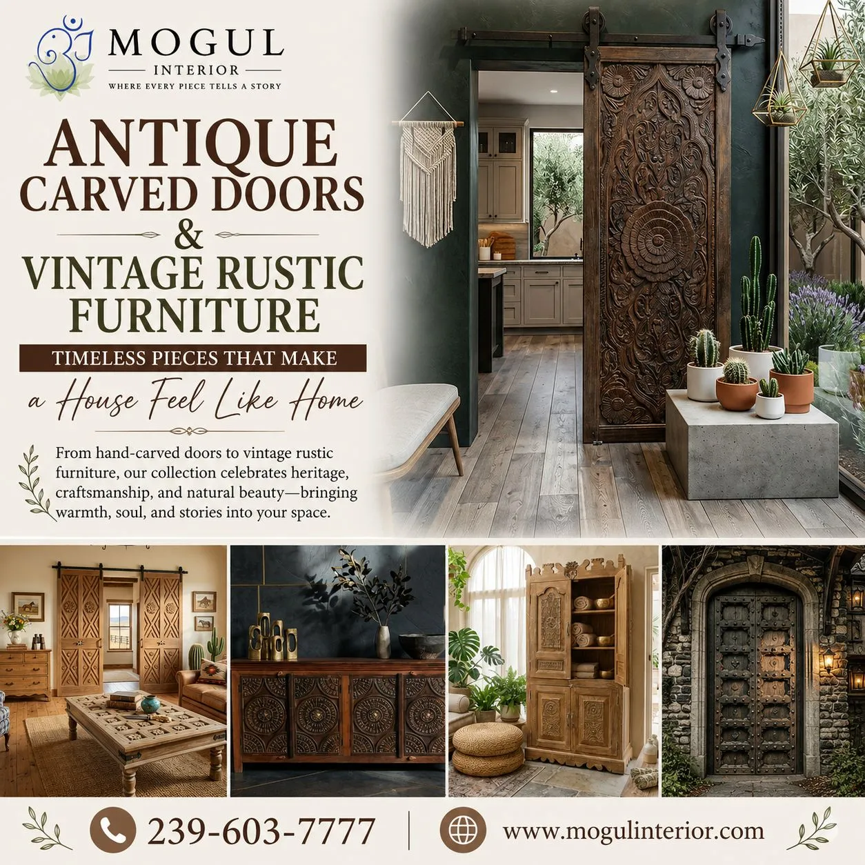 Antique Carved Doors & Vintage Rustic Furniture: Timeless Pieces That Make a House Feel Like Home