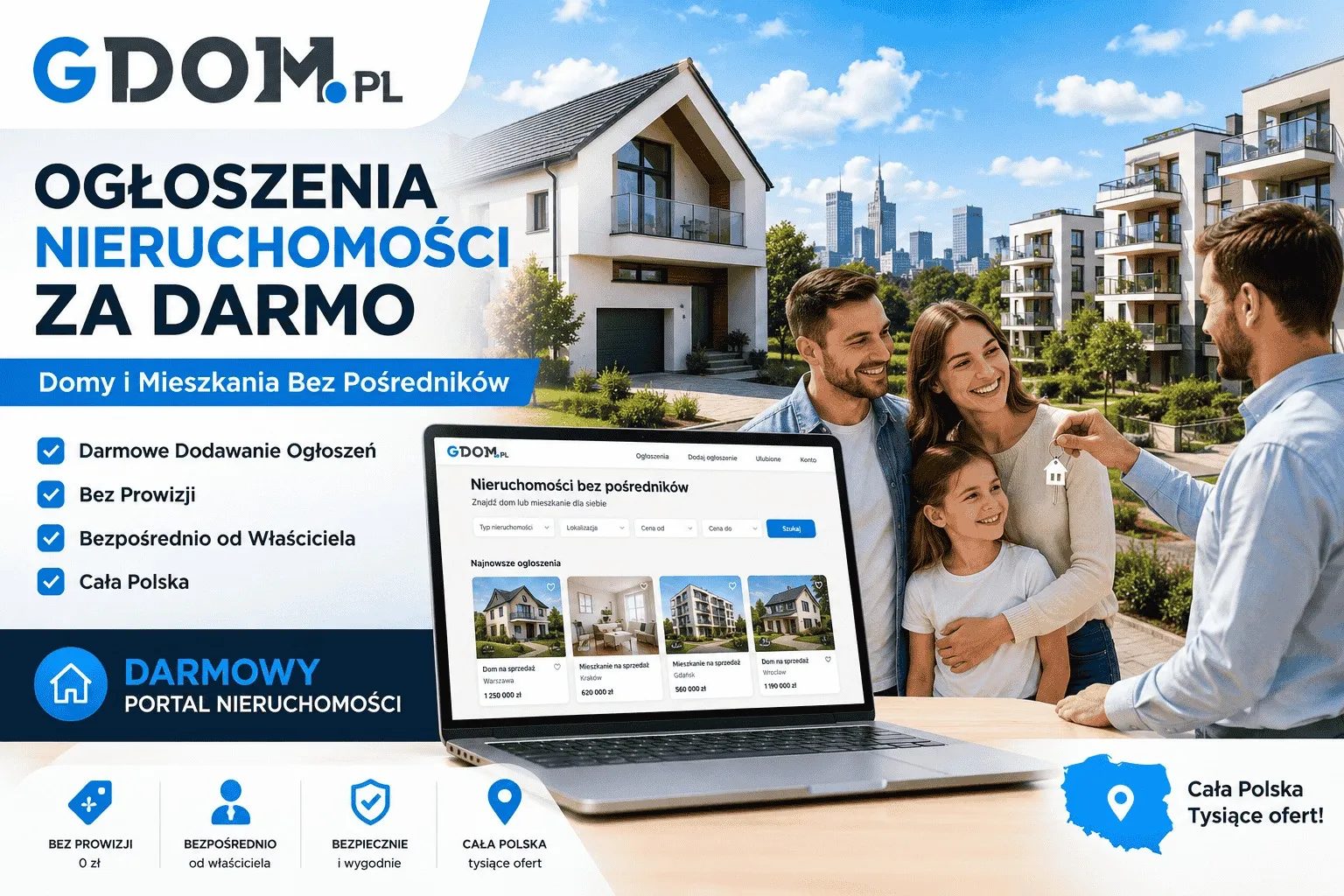 Ogłoszenia Nieruchomości za Darmo – Domy, Mieszkania i Działki Bez Pośredników na GDOM.pl