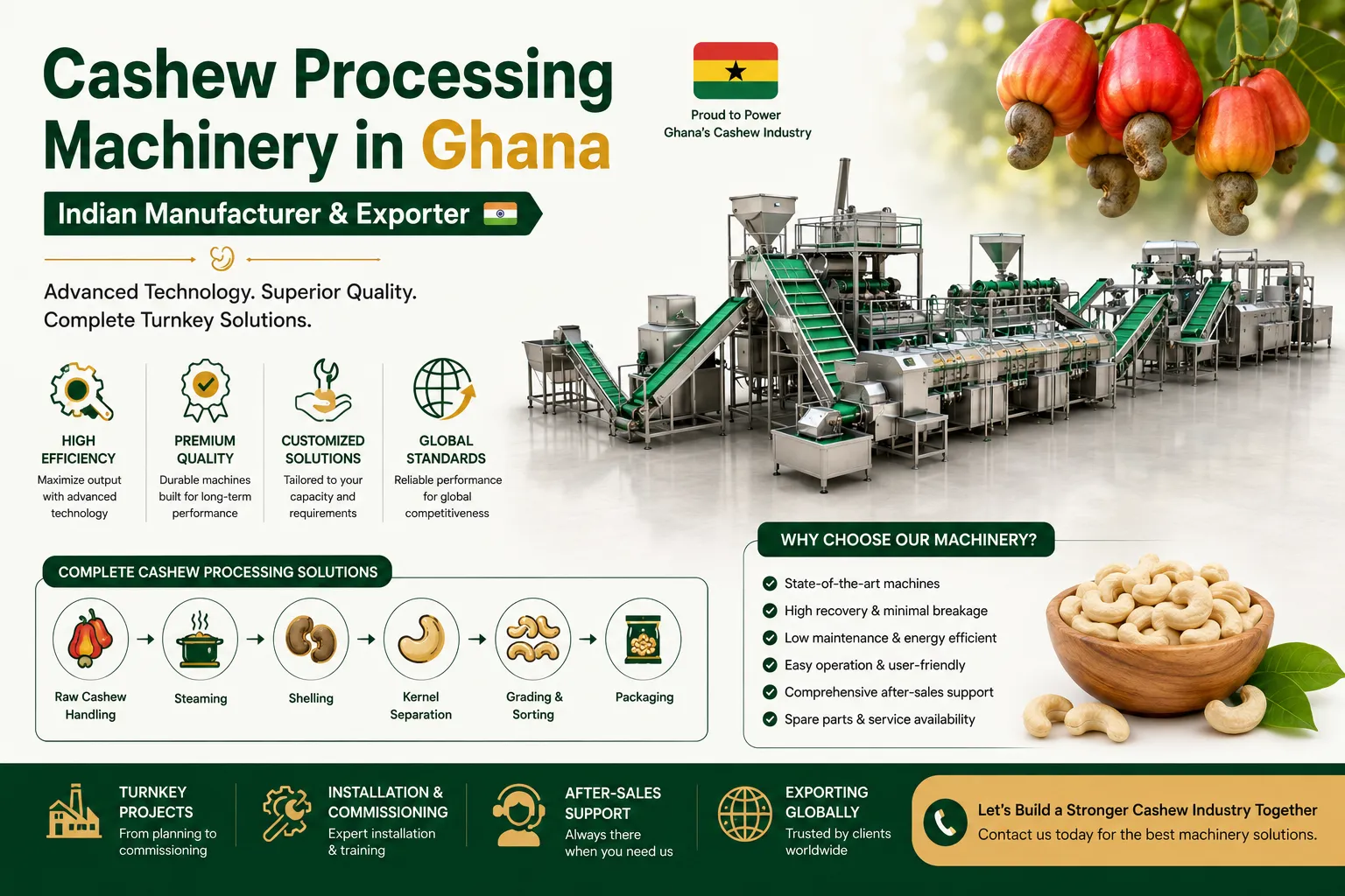 Cashew Processing Machinery in Ghana | Indian Manufacturer & Exporter