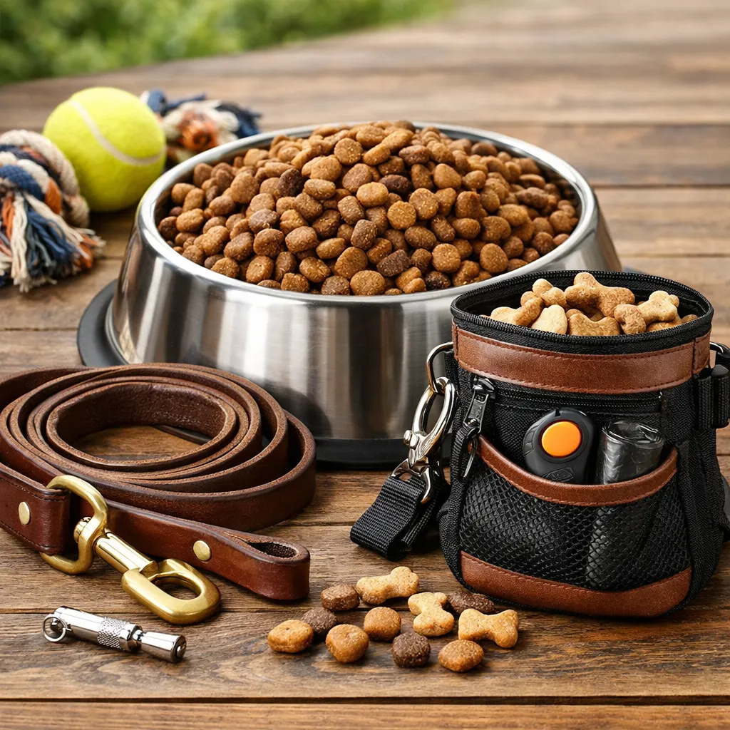 Top Dog Training Essentials Every Owner Needs: Extra Large Dog Bowl, Leather Lead & Dog Treat Pouch