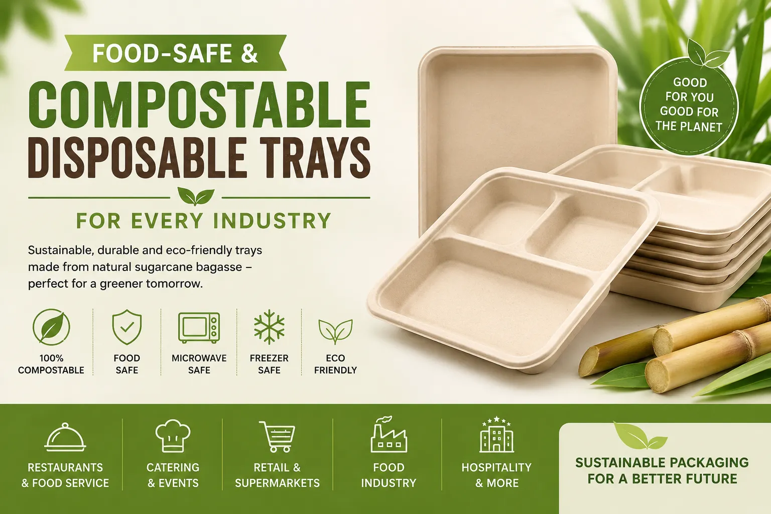 Food-Safe and Compostable Disposable Trays for Every Industry