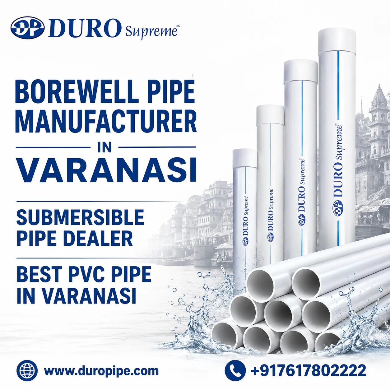 Borewell Pipe Manufacturer in Varanasi | Submersible Pipe Dealer | Best PVC Pipe in Varanasi