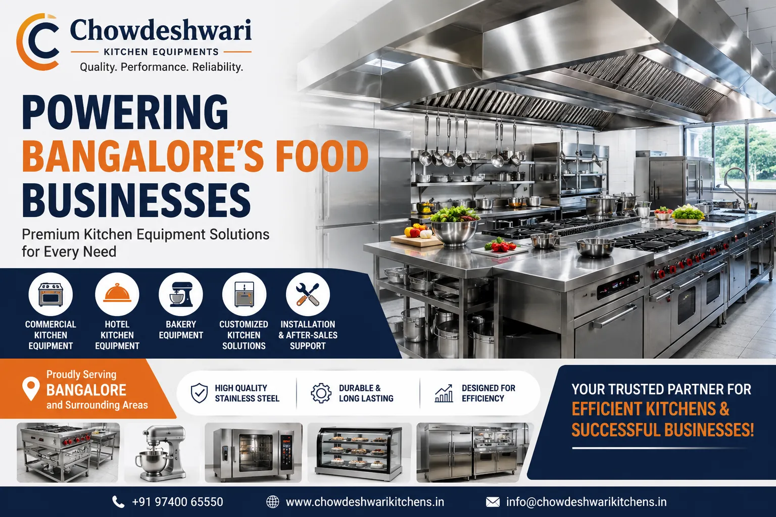 Why Chowdeshwari is the First Choice for Commercial Kitchen Equipment in Bangalore