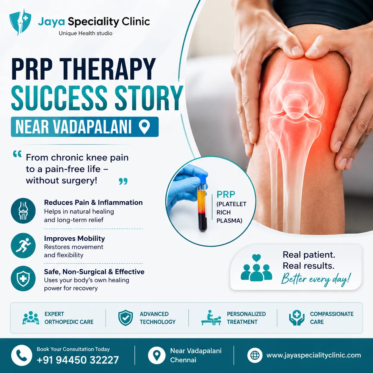 From Avoiding Stairs to Walking Confidently Again: A PRP Therapy Success Story Near Vadapalani