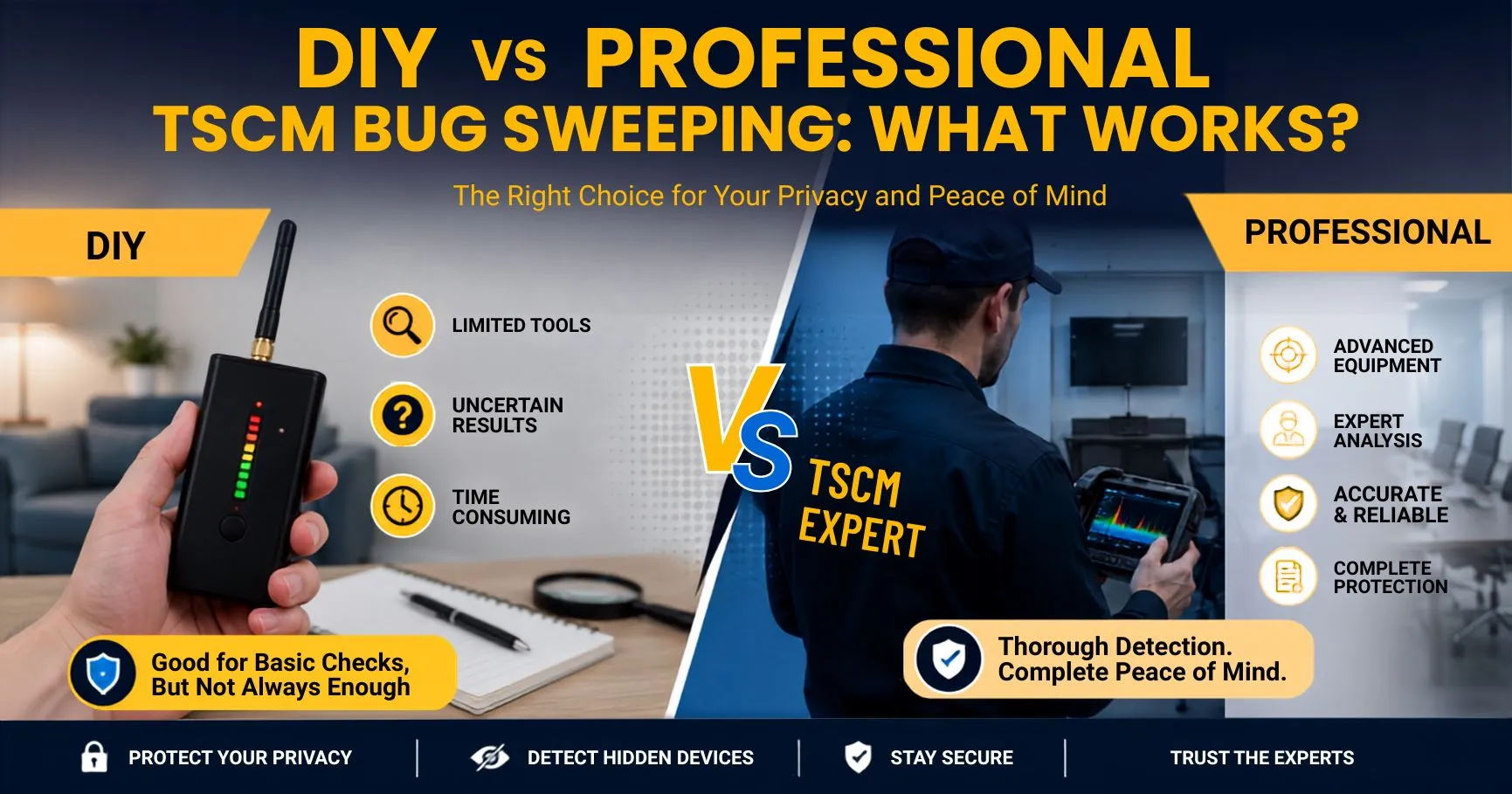 DIY Vs Professional TSCM Bug Sweeping: What Works