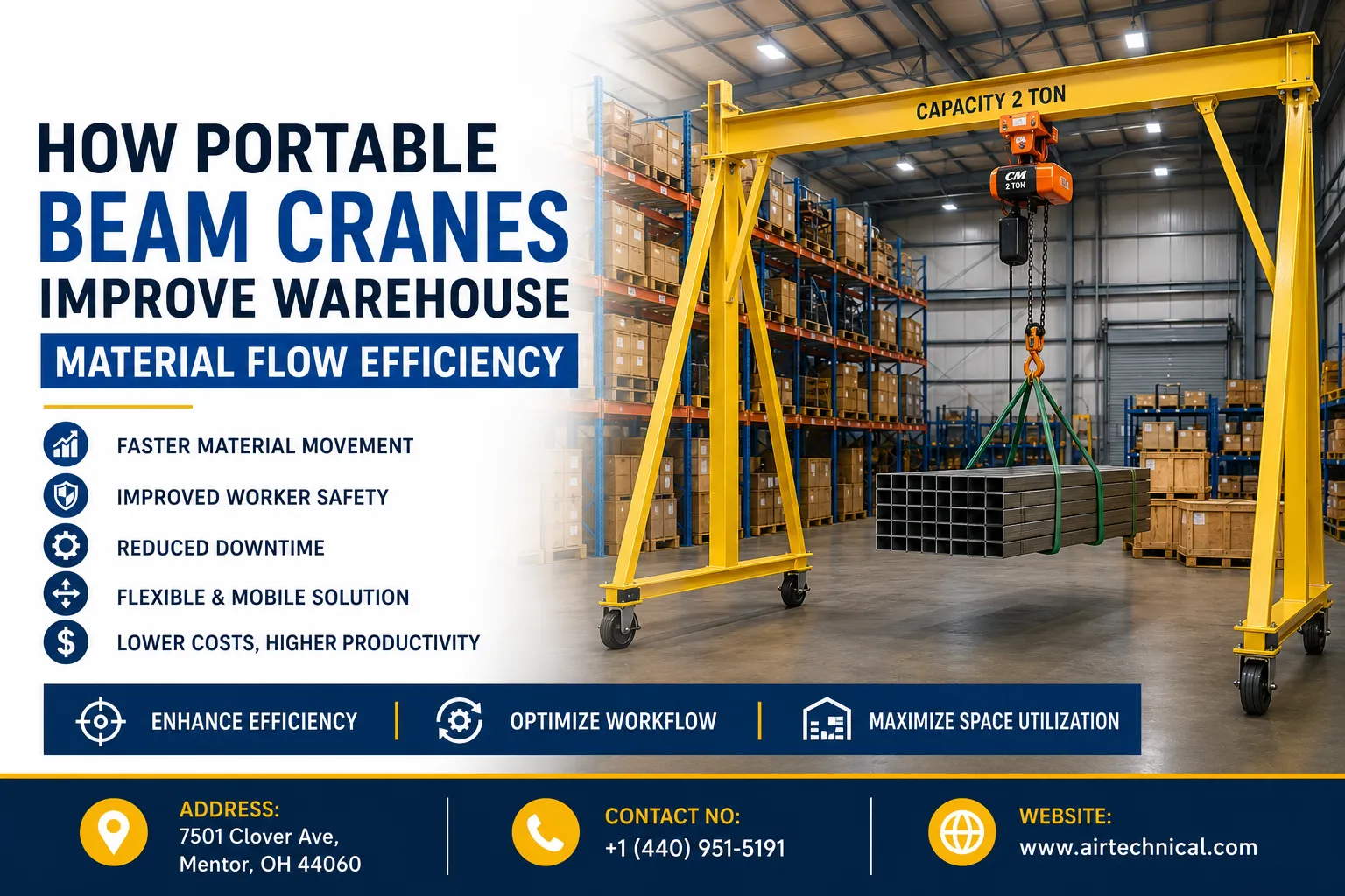 How Portable Beam Cranes Improve Warehouse Material Flow Efficiency