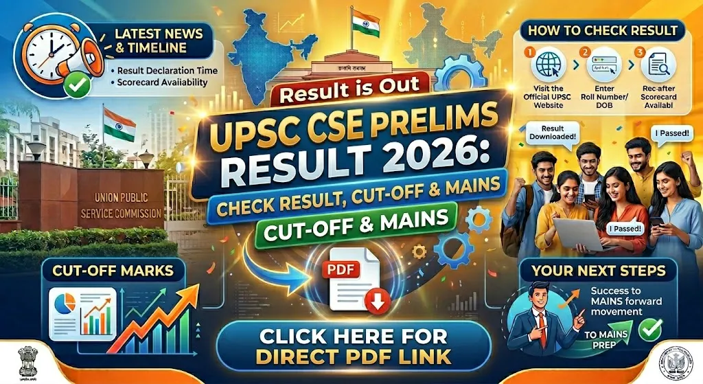 UPSC CSE Prelims Result 2026: Check Result, Cut-Off & Mains