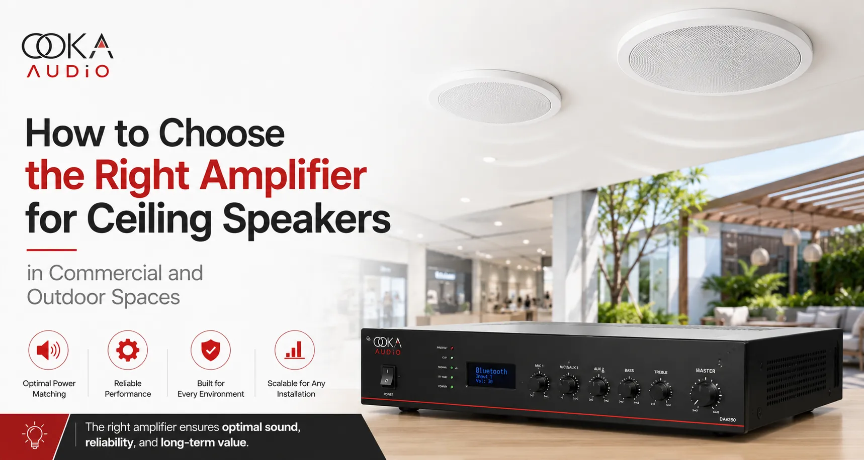 How to Choose the Right Amplifier for Ceiling Speakers in Commercial and Outdoor Spaces