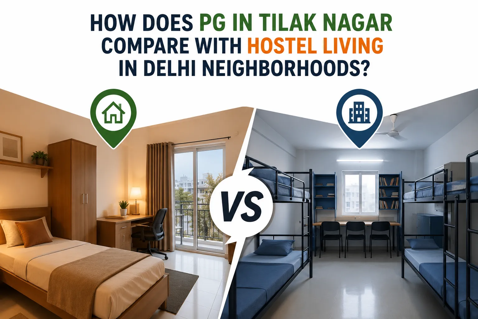 How does PG in Tilak Nagar compare with hostel living in Delhi neighborhoods?