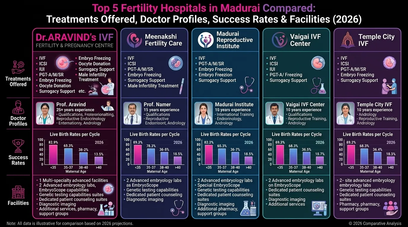 Top 5 Fertility Hospitals in Madurai Compared: Treatments Offered, Doctor Profiles, Success Rates & Facilities (2026)