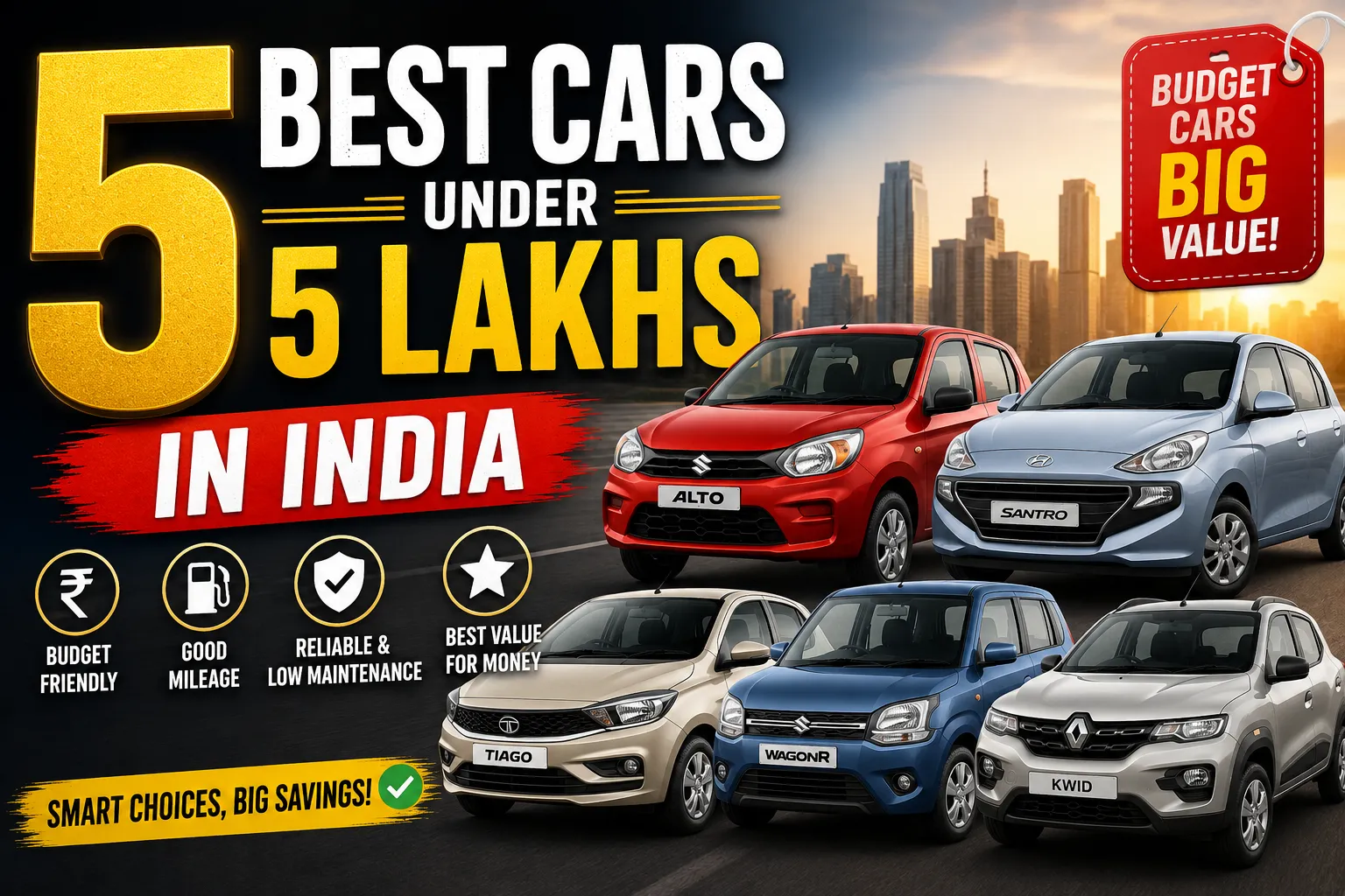 5 Best Cars Under 5 Lakhs in India: Affordable and Reliable Budget Cars