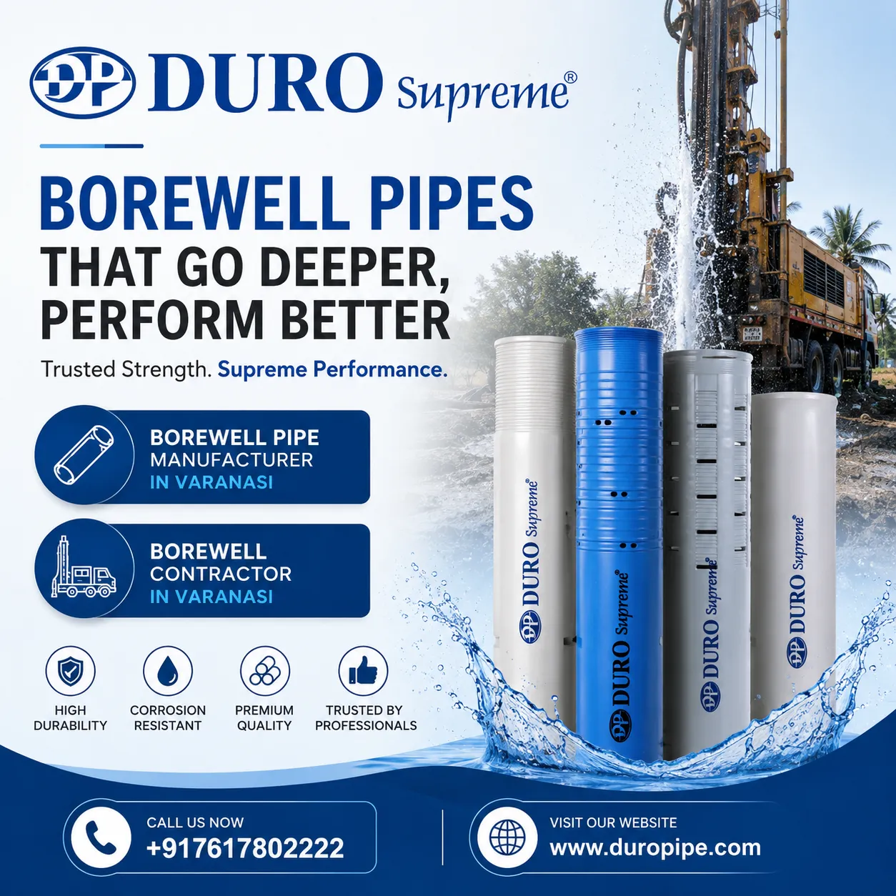 Borewell Pipe Manufacturer in Varanasi – Quality Solutions for Reliable Water Supply