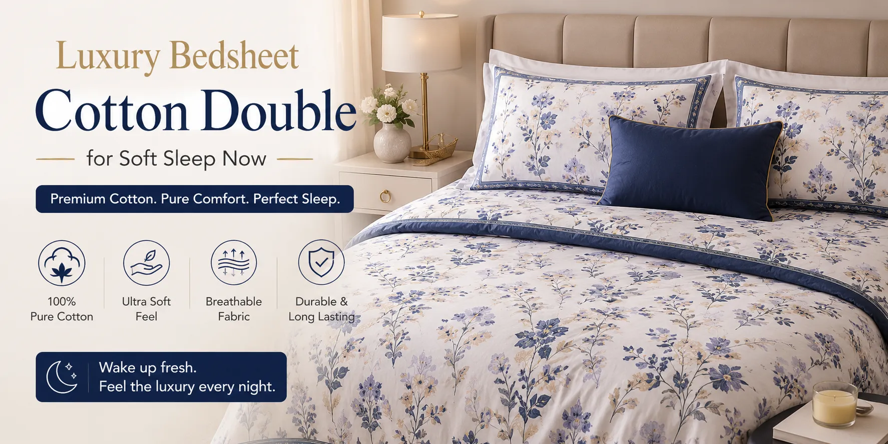 Bedsheet Cotton Double for soft, breathable and stylish bedroom comfort for modern homes