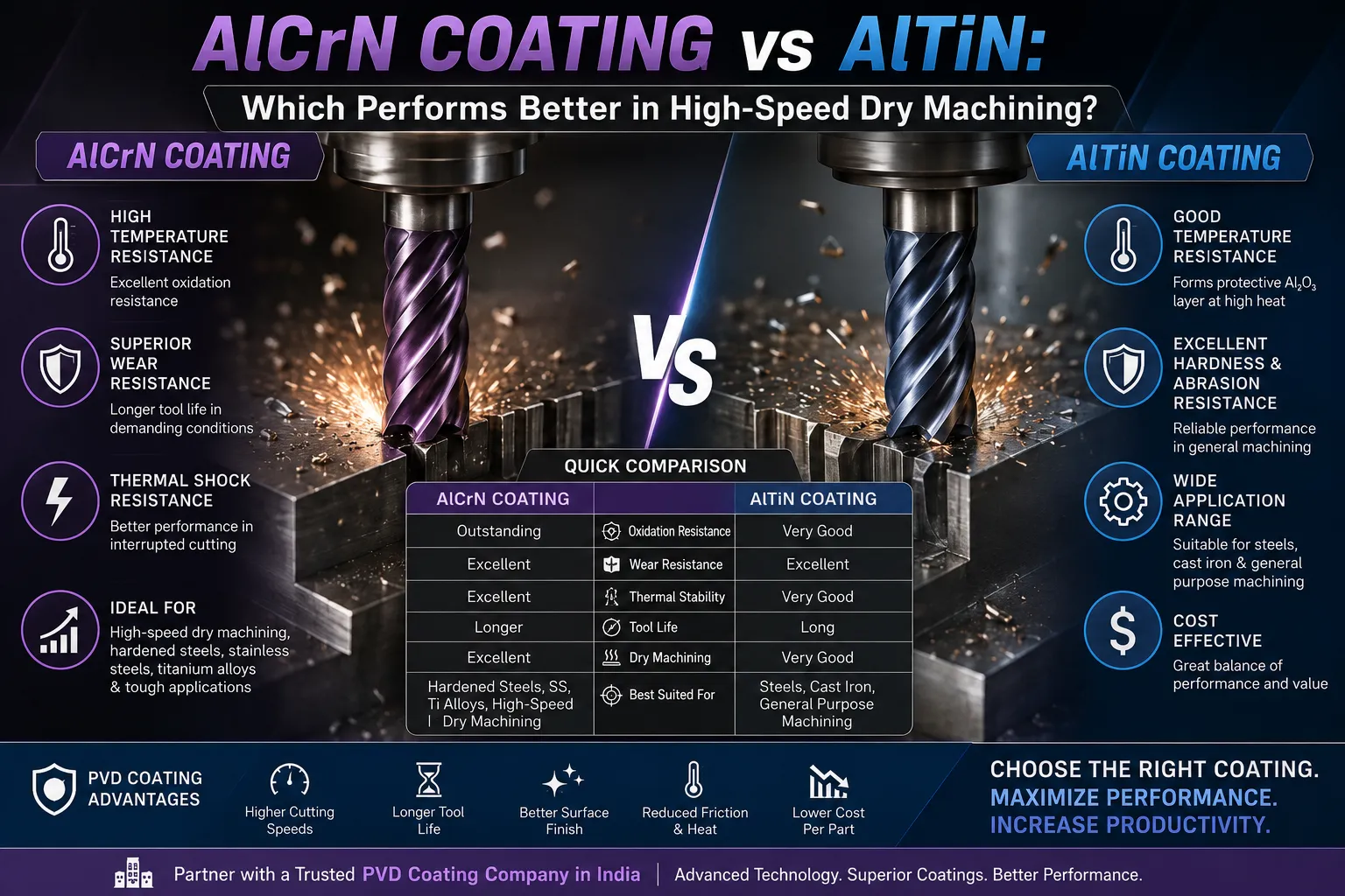 AlCrN Coating vs AlTiN: Which Performs Better in High-Speed Dry Machining?