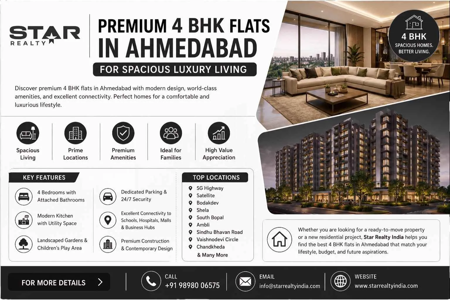 Premium 4 BHK Flats in Ahmedabad for Spacious Luxury Living
