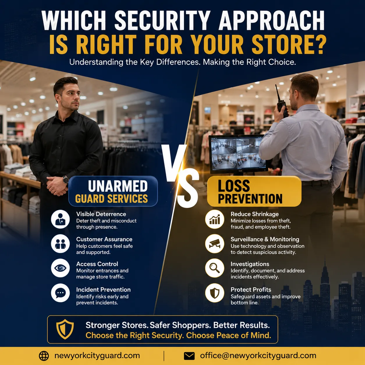 Unarmed Guard Services vs Loss Prevention in Retail Stores