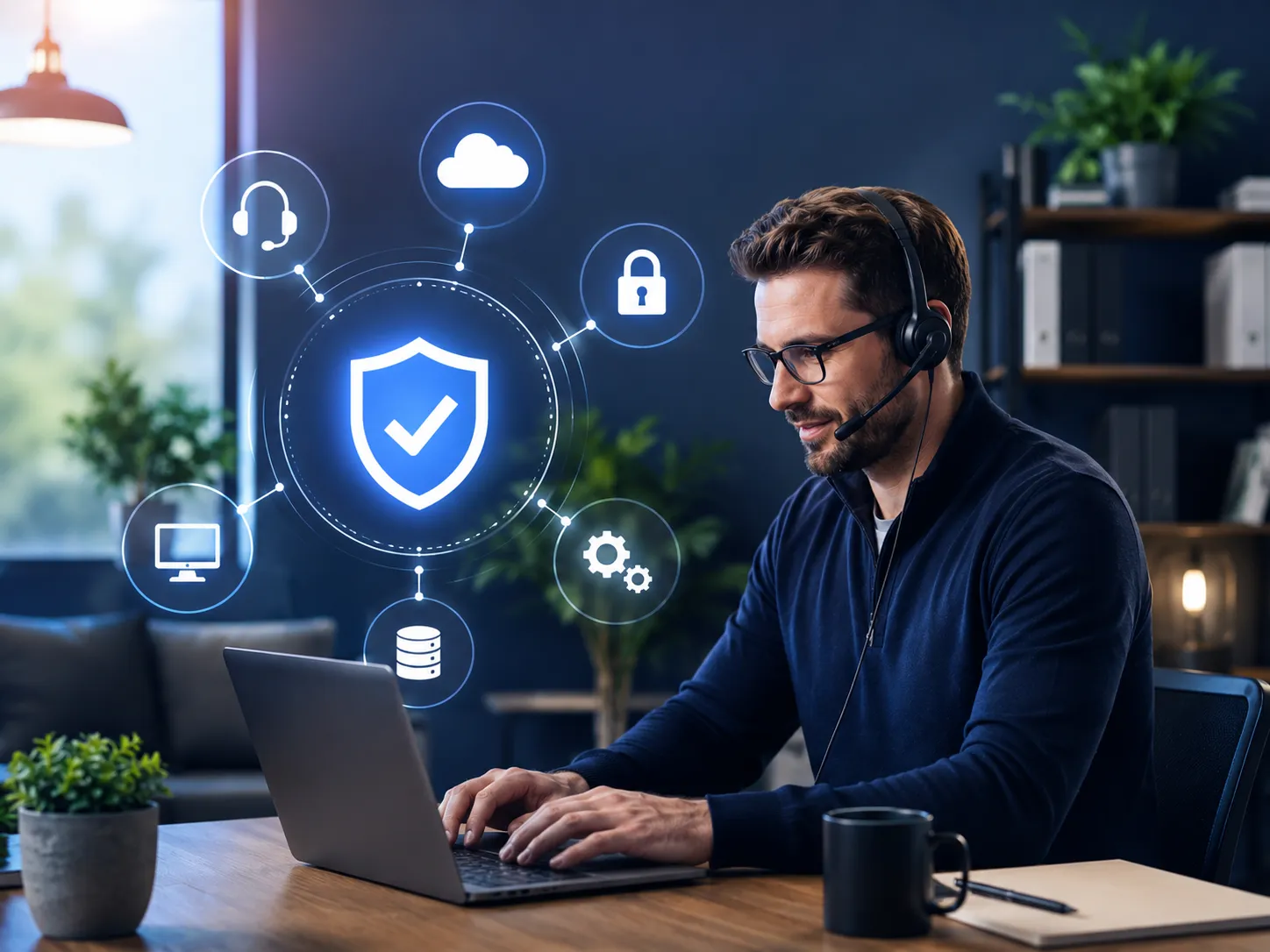 IT support technician assisting small business owner in London office