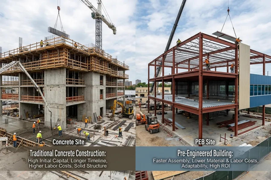 Traditional Concrete vs. Pre-Engineered Buildings: Commercial ROI Comparison