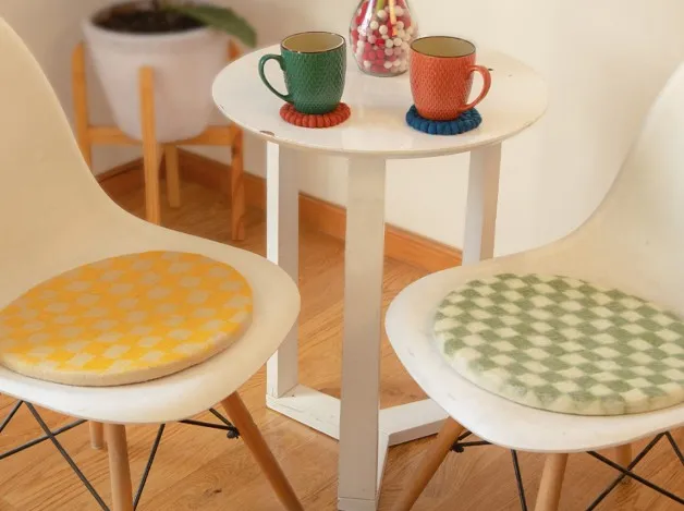 Felt Chair Pads Checker Design