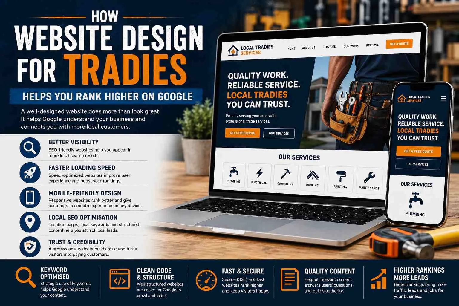 How Website Design for Tradies Helps You Rank Higher on Google