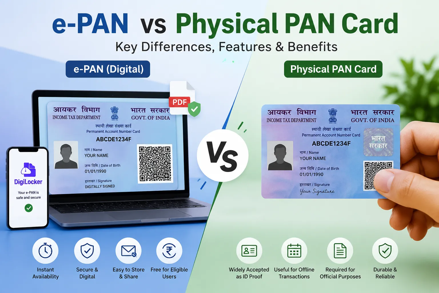 e-PAN vs Physical PAN Card: Key Differences & Benefits