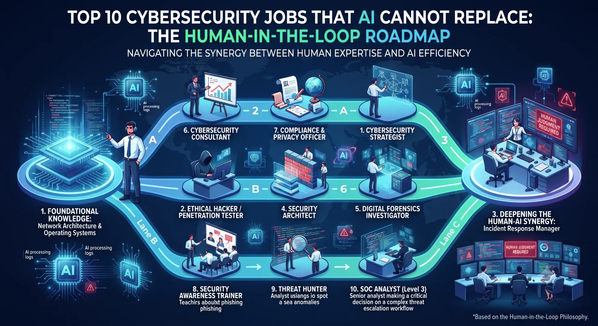 Top 10 Cybersecurity Jobs That AI Cannot Replace: The Human-in-the-Loop Roadmap