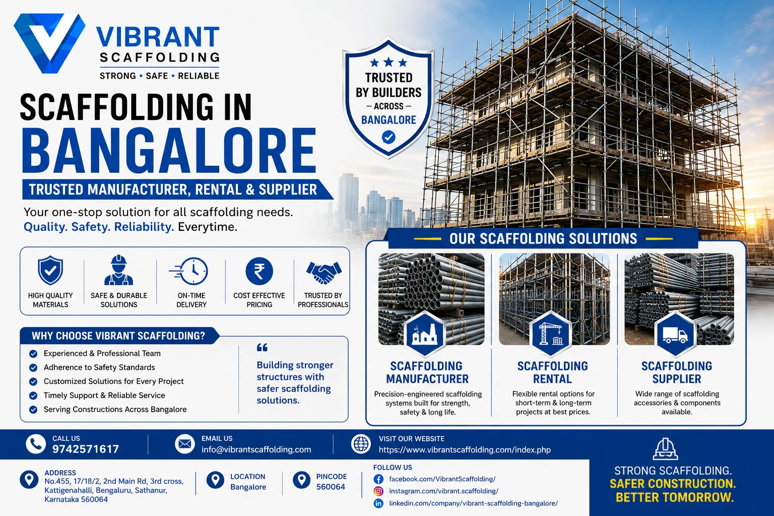 Scaffolding Material in Bangalore | Cuplock Scaffolding, Suppliers & Rental Services
