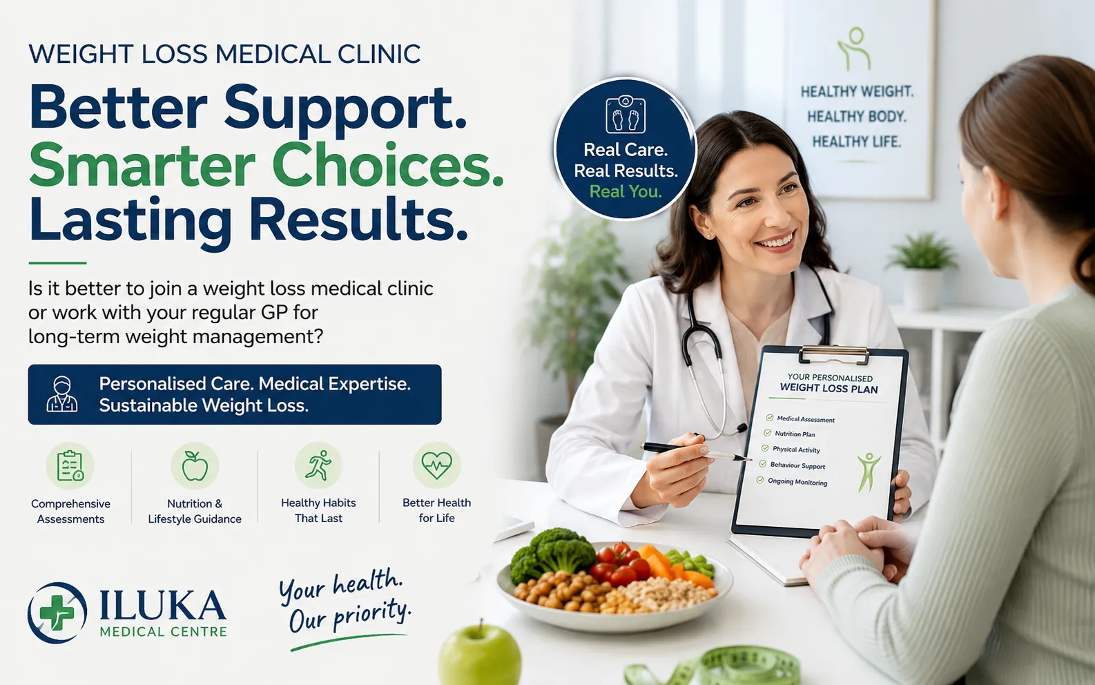 Is it better to join a weight loss medical clinic or work with my regular GP for long-term weight management?