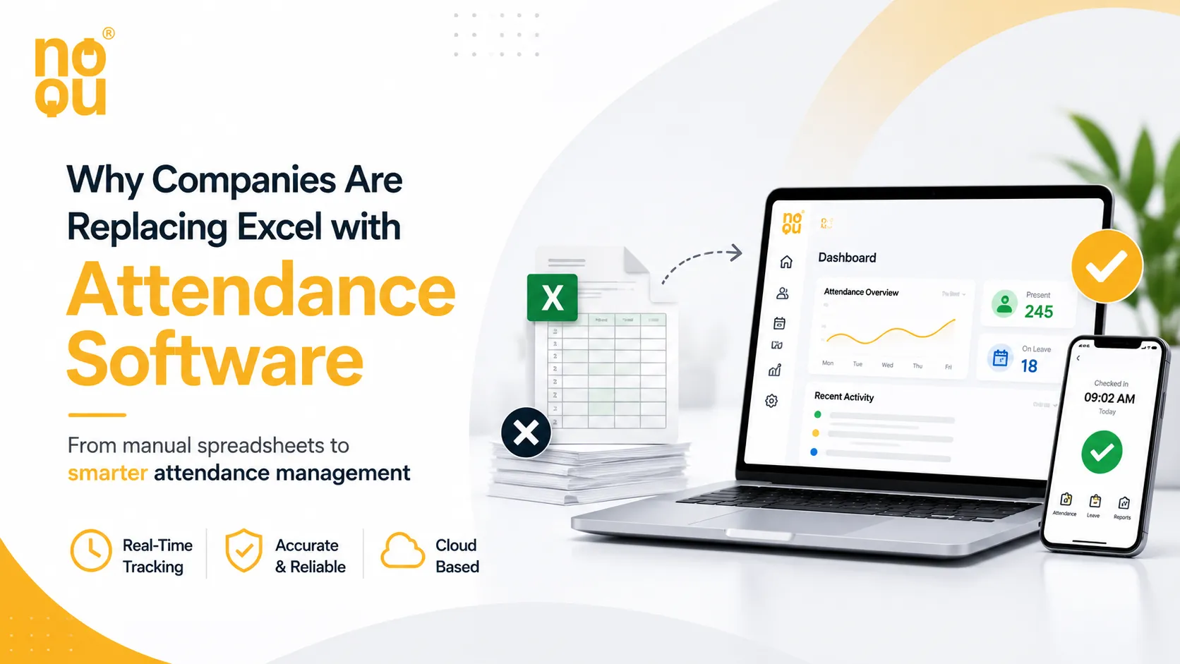 Why Companies Are Replacing Excel with Attendance Software – No Qu TAM cloud-based attendance management system with real-time employee attendance tracking