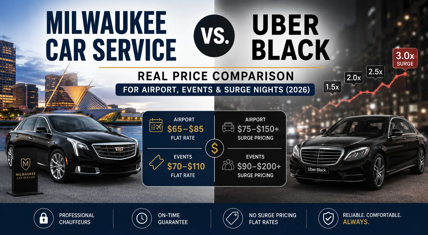 Milwaukee Car Service vs. Uber Black: Real Price Comparison for Airport, Events & Surge Nights (2026)