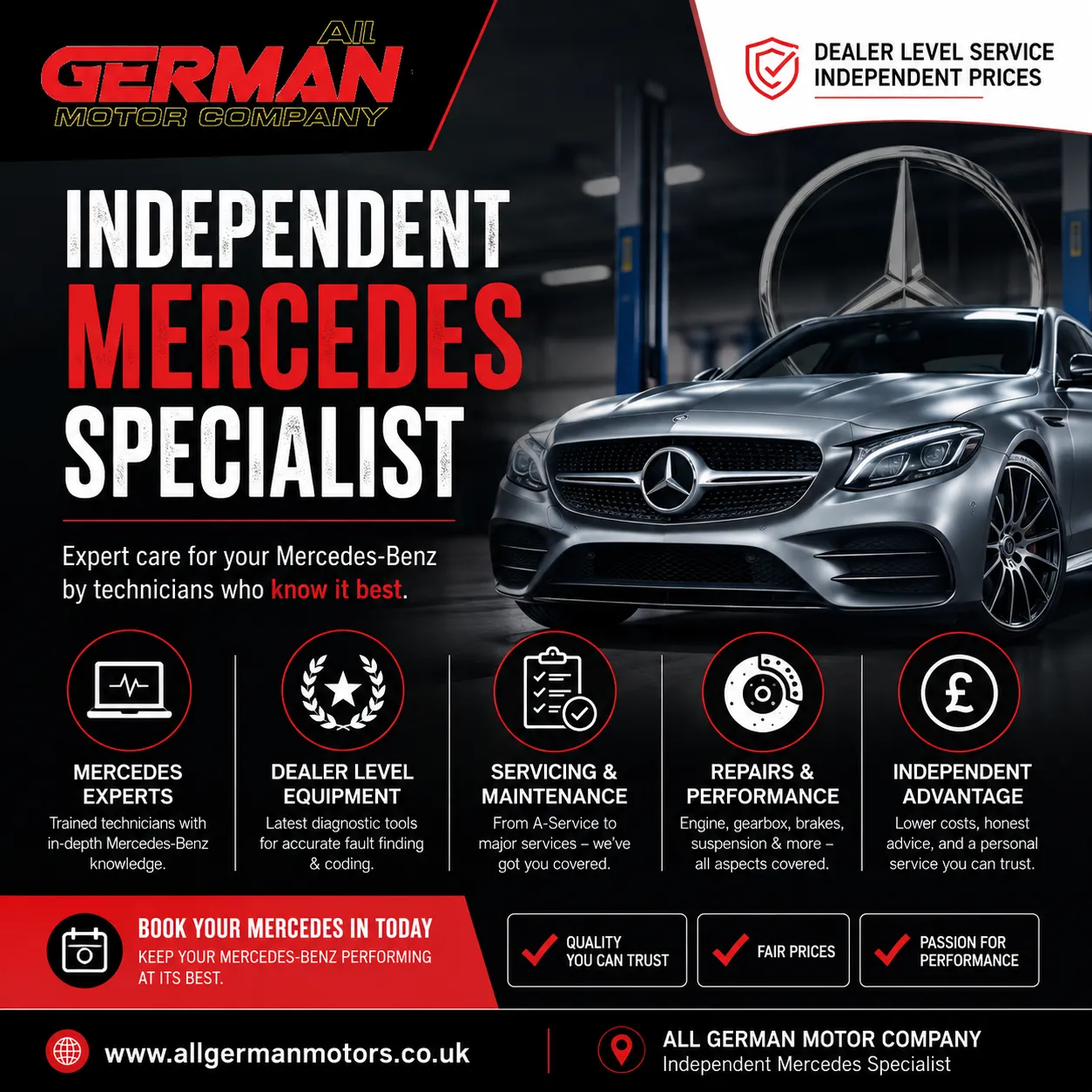 Authorized Mercedes Service Near Essex – Trusted Care for Your Mercedes at All German Motors