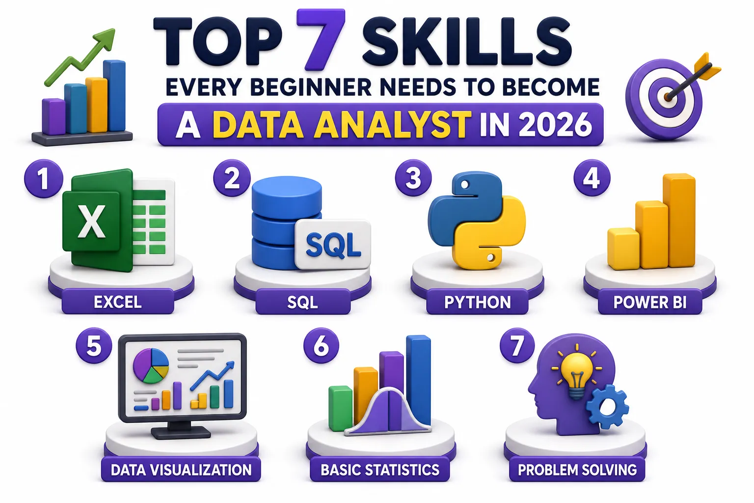 Top 7 Skills Every Beginner Needs to Become a Data Analyst in 2026