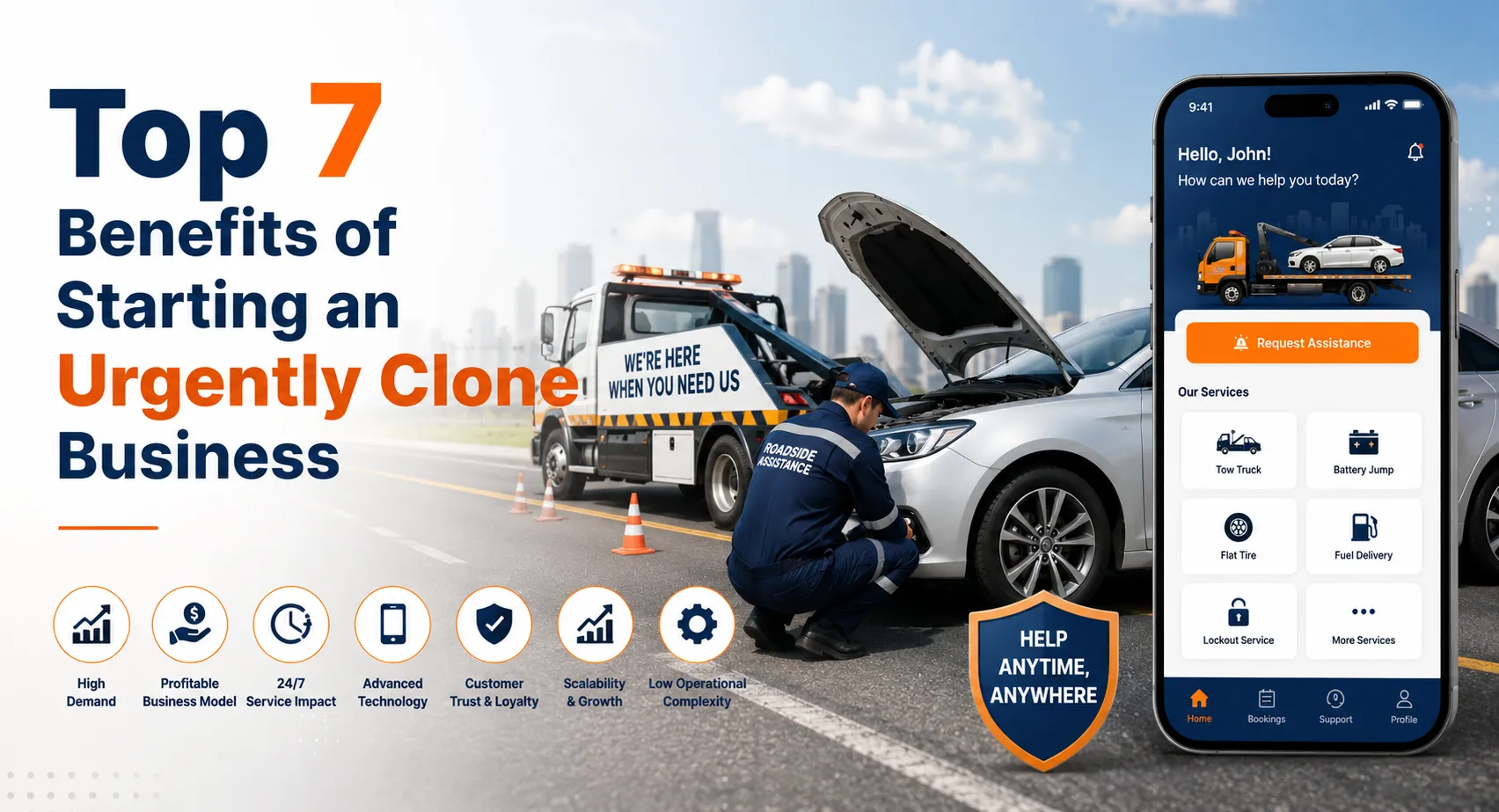 Top 7 Benefits of Starting a Roadside Assistance Business With Urgently Clone