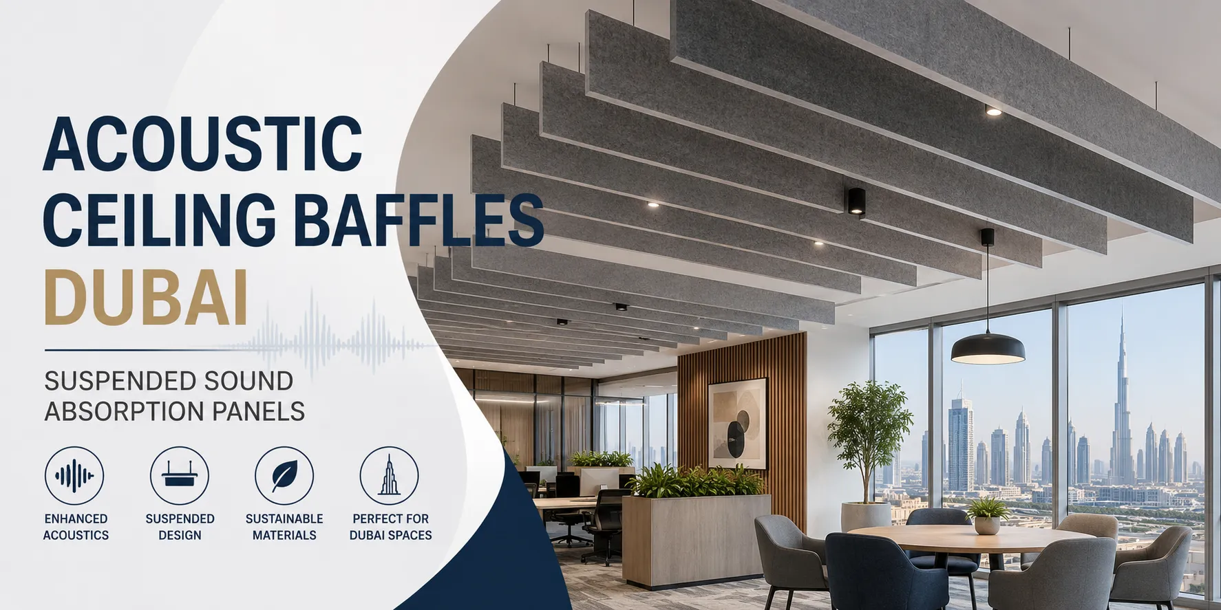 Acoustic Ceiling Baffles Dubai | Suspended Sound Absorption Panels