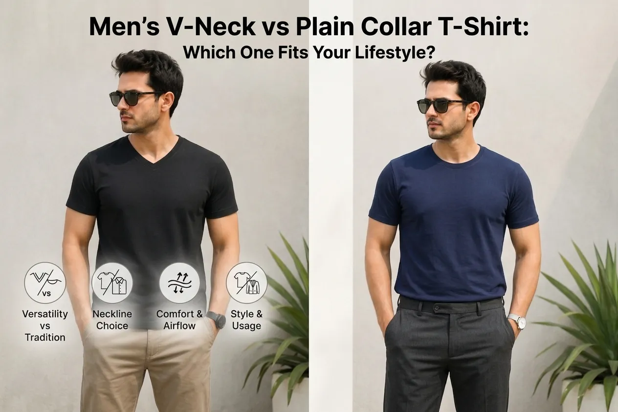 Men's V-Neck vs Plain Collar T-Shirt: Which One Fits Your Lifestyle?
